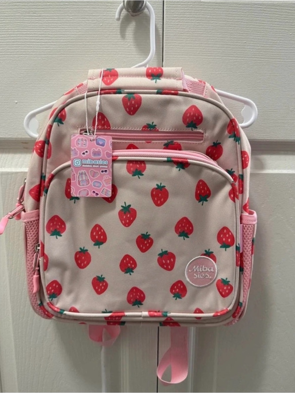 Pink Strawberry Kids Backpack for toddlers
